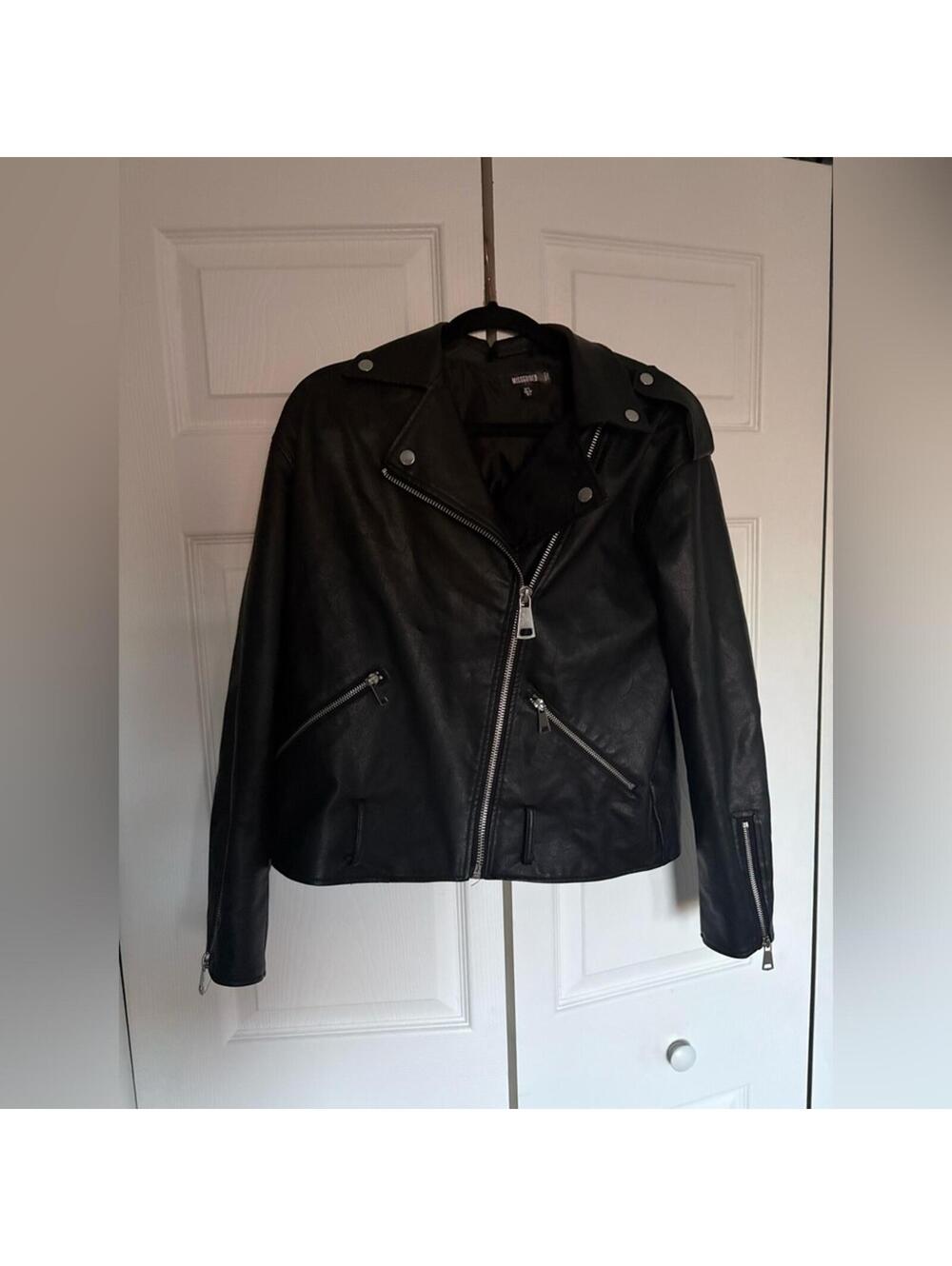 Missguided Black Leather Biker Jacket